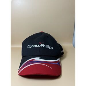 Conoco Phillips Cap Hat Black Red Embroidered Trim Adjustable Clean